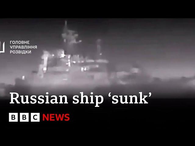 Russian landing ship Caesar Kunikov sunk off Crimea, says Ukraine | BBC News