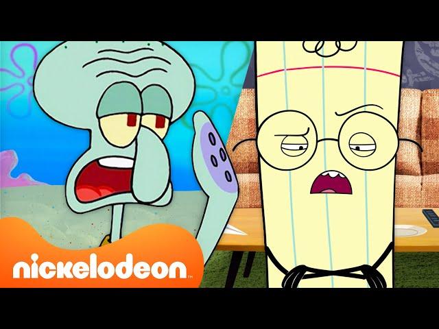 Every Time Paper & Squidward Were the Same!  SpongeBob + Rock Paper Scissors | Nicktoons