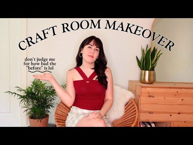 $100 craft room makeover  organizing my yarn, redecorating, and repainting *satisfying*