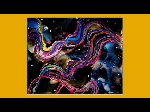 #8996 Interference Colors From Colourarte On Black Canvas Exciting  Fluid Art Experiment11.05.22