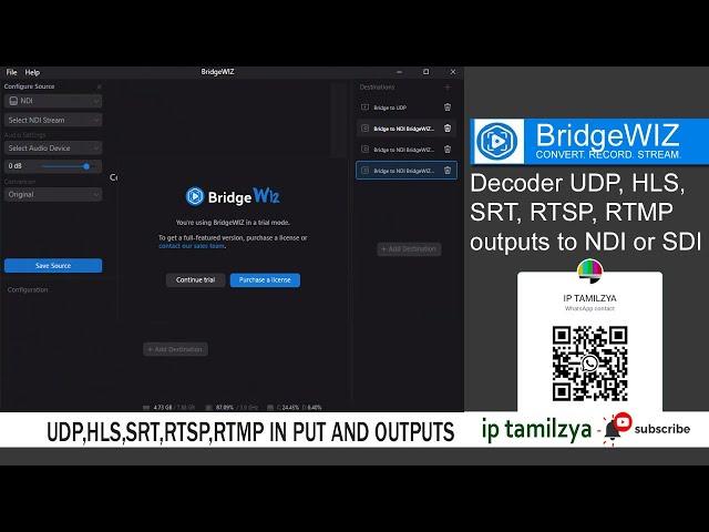 How to BridgeWIZ Free Download | Decoder UDP, HLS, SRT, RTSP, RTMP outputs to NDI or SDI | Tamil |