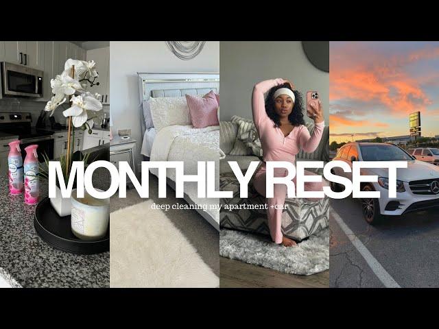 MONTHLY RESET: DEEP CLEANING MY ENTIRE APARTMENT ᥫ᭡ | motivation, organizing, car wash, + more