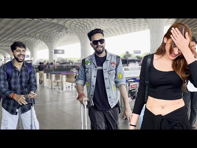 Elvish Yadav With Friend Kataria And Mahira Sharma Seen At Airport