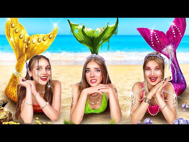 ¡Sirena Rica VS Pobre VS Mega Rica! Fiesta en la Piscina con Sirenas