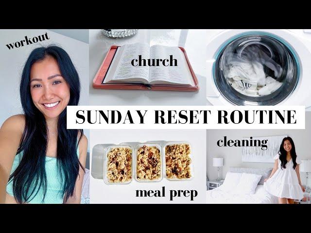 SUNDAY RESET christian girl edition | church grwm, cleaning, meal prep, workout, self care sunday 