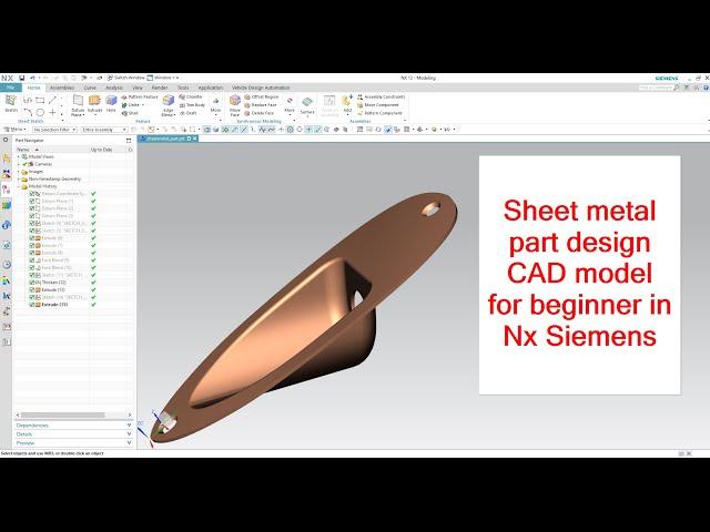 nx siemens design basic tutorial for beginner Sheet metal part CAD model | unigraphics