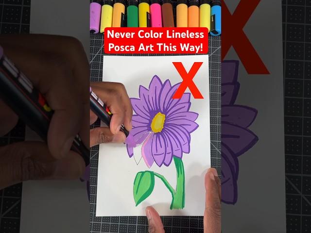 Never Color Lineless Posca Pen Art This Way!  #art #drawing #shorts