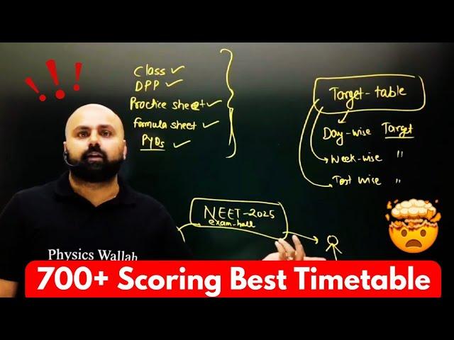 12 hrs Perfect Timetable to Score 700+ in NEET 2025  Physics Wallah #neet2025 #neet