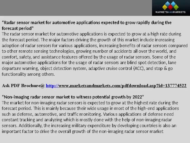 Radar Sensor Market by Type - 2022 | MarketsandMarkets
