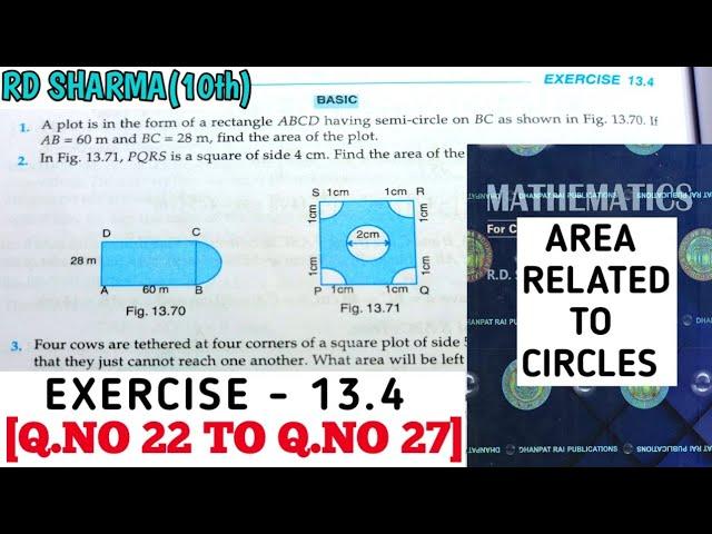 RD SHARMA CLASS 10 AREA RELATED TO CIRCLES  EXERCISE -13.4 [Q.NO 22 TO 27] MATH FEAR | CHAPTER 13