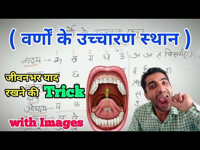 वर्णों के उच्चारण स्थान | Varnon Ke Uchcharan Sthan ◆Trick◆  हिंदी व्याकरण,9th-12th,Competition Exam