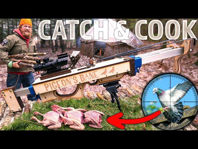 Slingshot Rifle Pigeon Catch and Cook - DIY Slingrifle Part 3