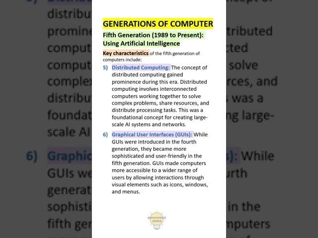 Key characteristics of the fifth generation of computers