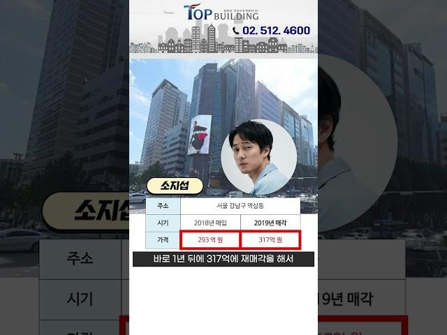 배우 소지섭 강남 빌딩 투자, 손해보고 팔았다? 테헤란로 빌딩 1년만에 팔아버린 이유!ㅣ강남구 역삼동 연예인건물 #shorts