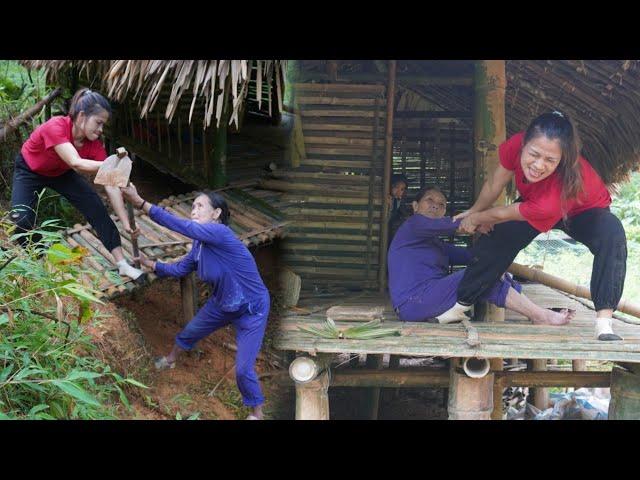 Single mother builds bamboo house, harvests vegetables, cruel mother-in-law has strange behavior