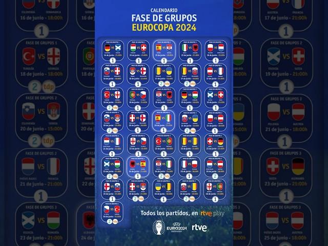 CALENDARIO FASE DE GRUPOS EURO 2024 ️|#futbol #realmadrid #fcbarcelona #valenciacf #futbolshorts