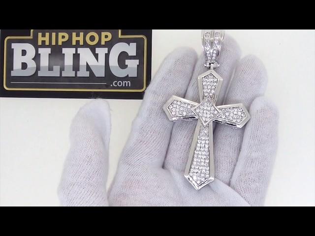 CZ Pointed Cross Micro Pave Bling Bling Pendant | Hip Hop Jewelry