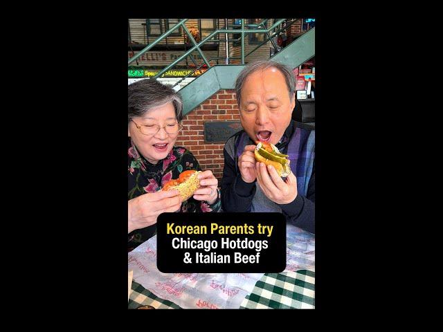 Korean Parents try Chicago Hot dogs and Italian Beef for the First Time