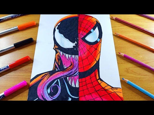 How To Draw Spider Man | Drawing Spider Man vs Venom | Step By Step