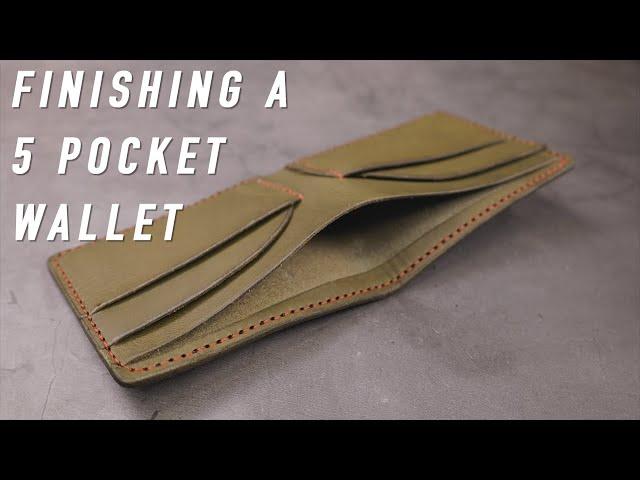 Finishing a 5 Pocket Leather Bi-Fold Wallet | ASMR