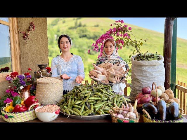 Village Life: Harvesting Broad Beans and Cooking Chicken Biryani and Beans Pilaf