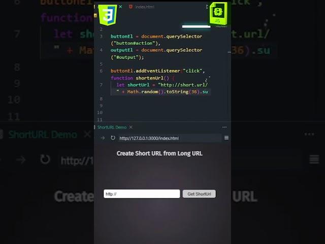 URL Shortening in JavaScript Just 30s #js #html #css