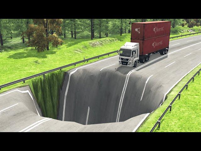 Cars vs Giant Pit #4 – BeamNG.Drive