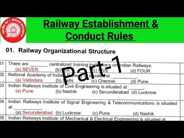 Railway Establishment & Conduct Rules || Part-A || Railway Departmental Exam