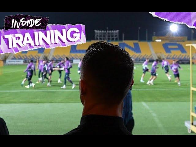 CRISTIANO RONALDO watches Real Madrid training