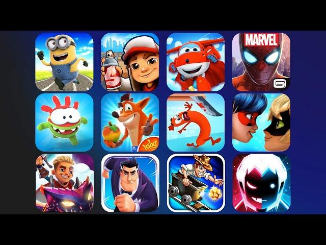 Minion Rush, Subway Surfers, Super Wings, Spiderman, Om Nom Run, Crash Run, Agent Dash, Rail Rush