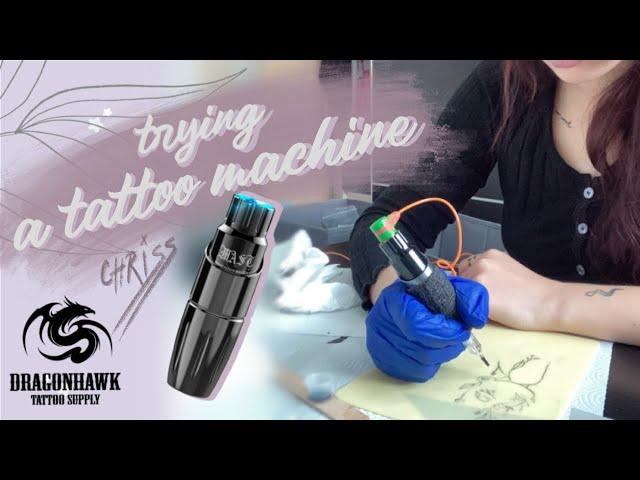TRYING CHEAP TATTOO MACHINE FROM AMAZON | dragonhawk mast | tattoo with me