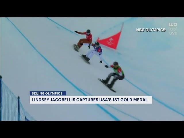 Connecticut native Lindsey Jacobellis earns 1st US gold at Olympics in snowboardcross