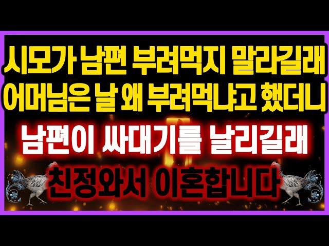 [역대급 사이다 사연] 시댁에서 시모가 남편 부려먹지 말라길래 어머님은 날 왜 부려먹냐고 했더니 남편이 싸대기를 날리길래 친정와서 이혼합니다 사연모음 실화사연