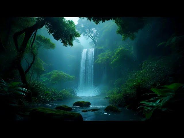 Relaxing Night Waterfall Sounds | Nature Sounds For Sleeping Or Studying | White Noise | 10 Hours