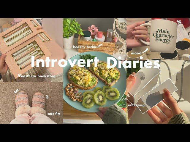 Aesthetic vlog introvert diaries, being productive, unboxing, bookstore, cute stationary, breakfast