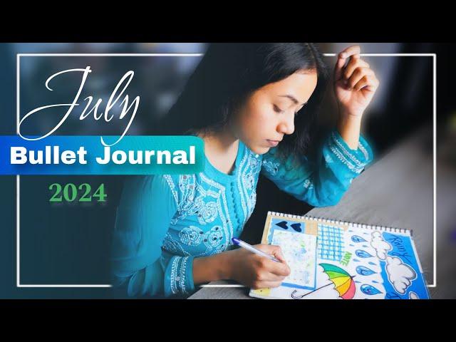 Sky Blue ️Theme Bullet Journaling ~ July 2024 | Scrapbook ideas