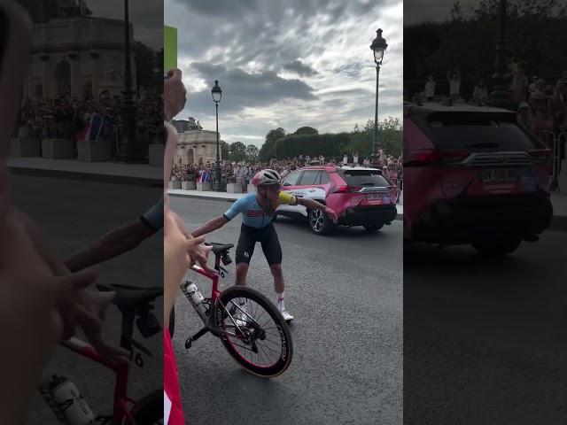 This boy's bicycle broke down