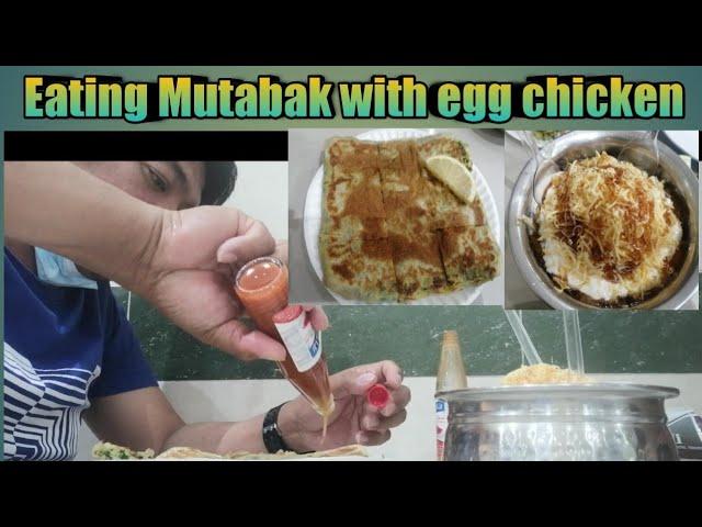 Eating Mutabak with egg chicken #henryabagvlog