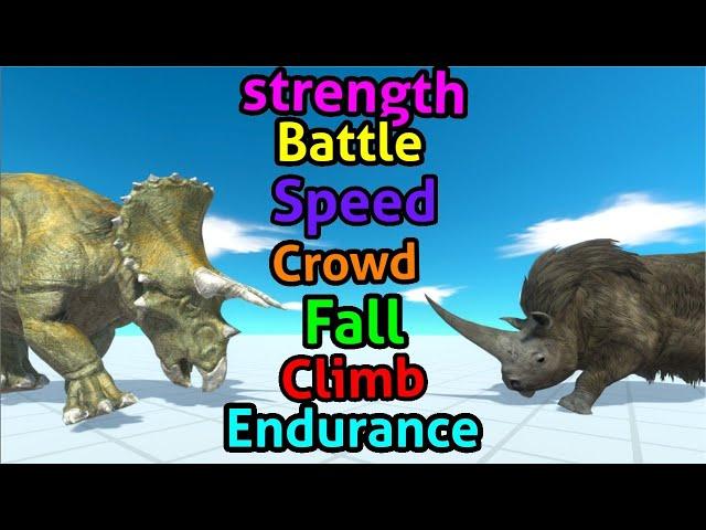 Battle ability Triceratops vs Woolly Rhino animal revolt battle simulator