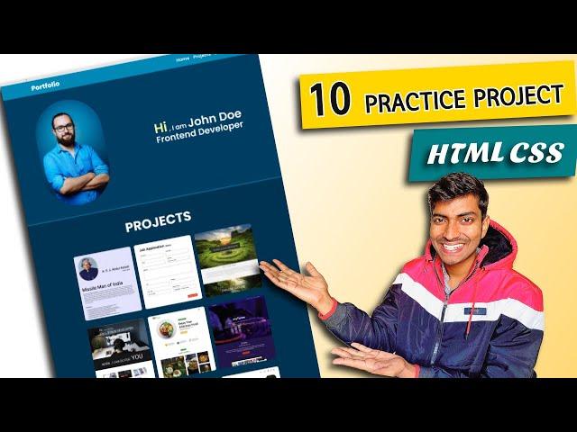 #10 Portfolio Website  Html CSS  | HTML CSS 10 Practice Projects for Beginners | 2023 | Hindi