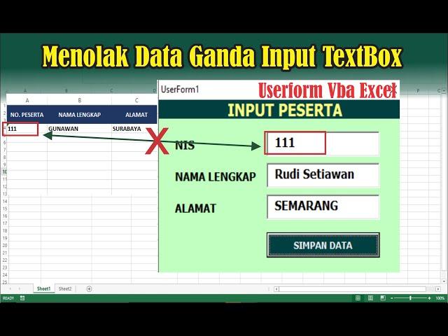 Cara Mencegah atau Menolak Data Ganda Saat Input Userform VBA Excel