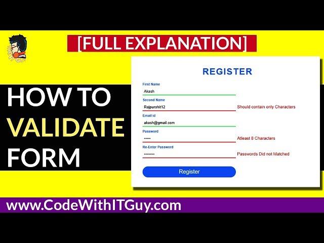 How to Validate form using jQuery | Easy Validation in 8 minutes | Validation 2018 by  theitguy