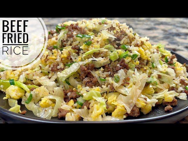 Ground Beef Fried Rice Recipe | Easy Ground Beef And Crispy Lettuce Fried Rice