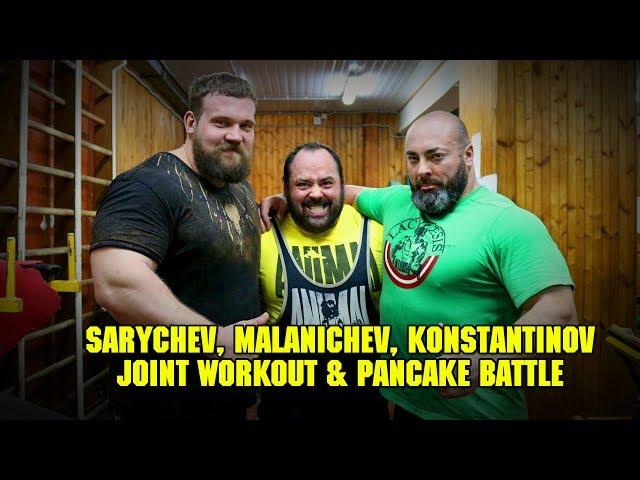 (Eng voice over) Sarychev, Malanichev, Konstantinov. Joint Workout & Pancake Battle