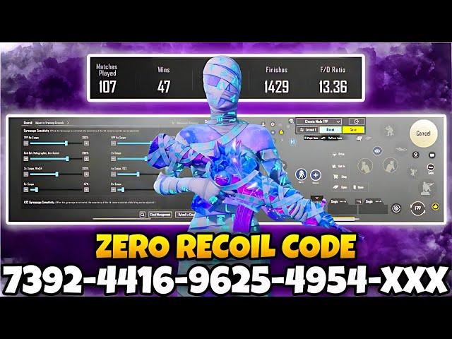 BGMI 2024 NO RECOIL/ZERO RECOIL SENSITIVITY CODE | BGMI BEST SENSITIVITY SETTINGS.