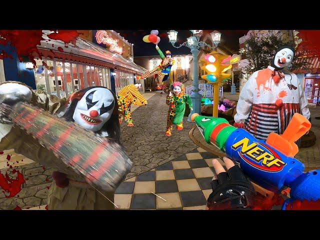 Nerf War in Japan | vs Clown  ( POV / nerf first person shooter)