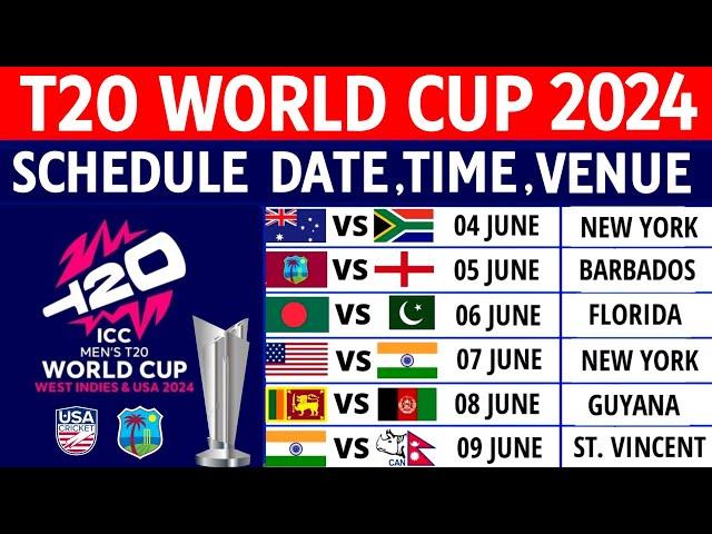 ICC T20 World Cup 2024 Schedule, All Teams, Venues, Date, Host Nations | T20 World Cup 2024 Details