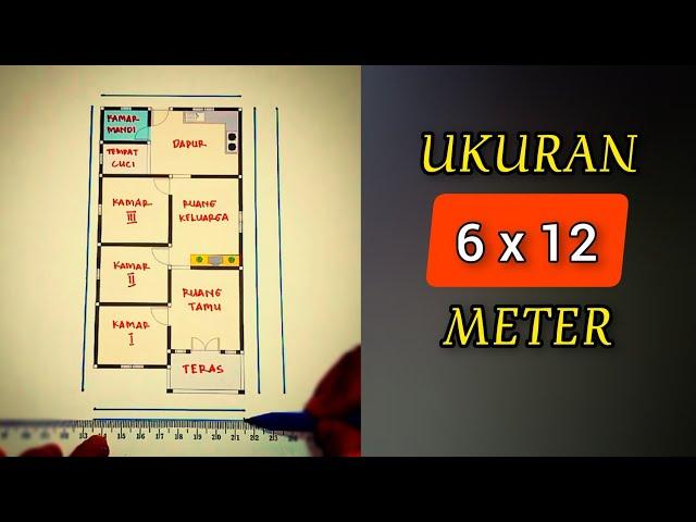 Denah Rumah Ukuran 6x12 Meter ( Ada Tempat Cuci )