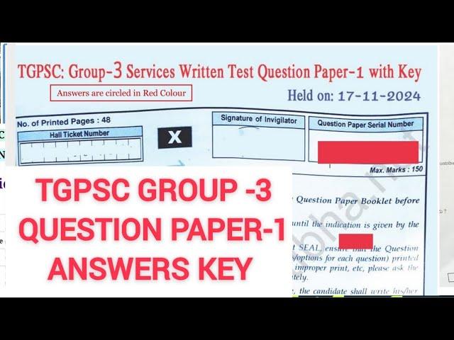 TGPSC GROUP 3 EXAM PAPER -1 ANSWERS KEY