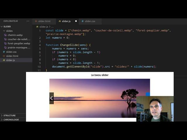 Coder un slider simple en JavaScript, HTML et CSS